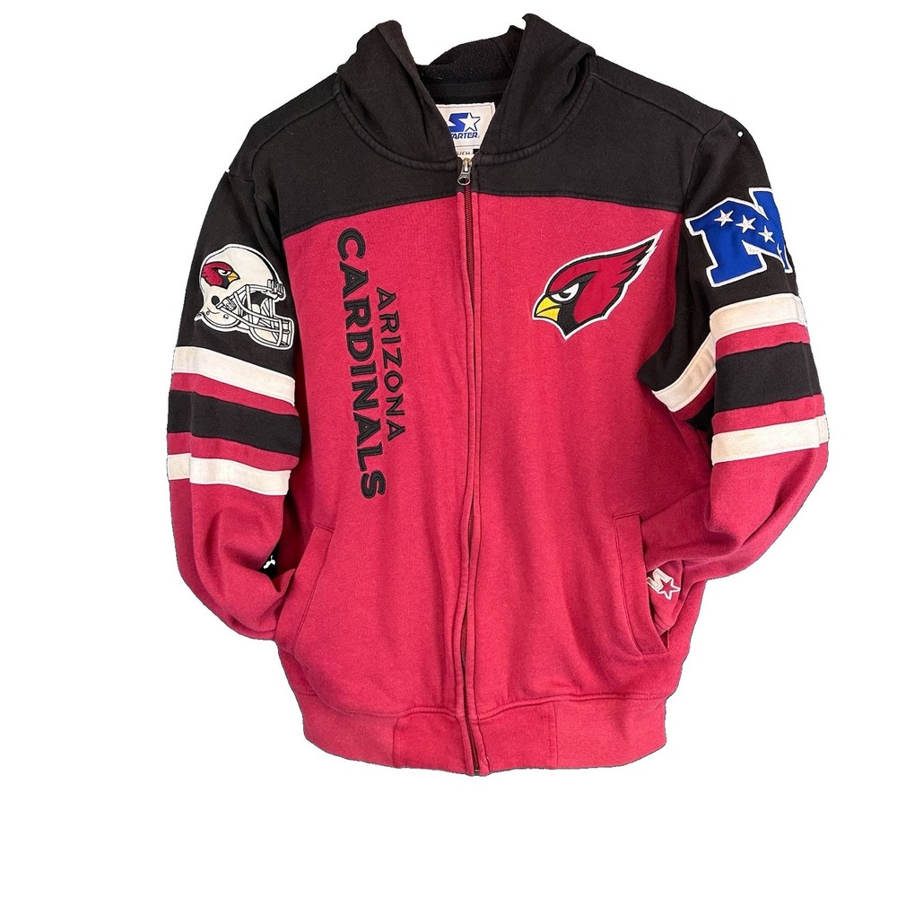 Arizona Cardinals NFL Zip-Up Hoodie Small Black Red Team Apparel Embroidered